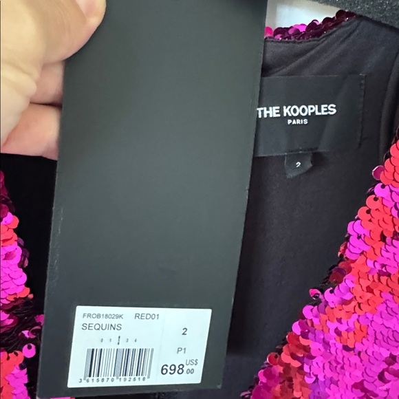 The Kooples Pink and Black Sequin Long Sleeve Dress - Picture 4 of 8